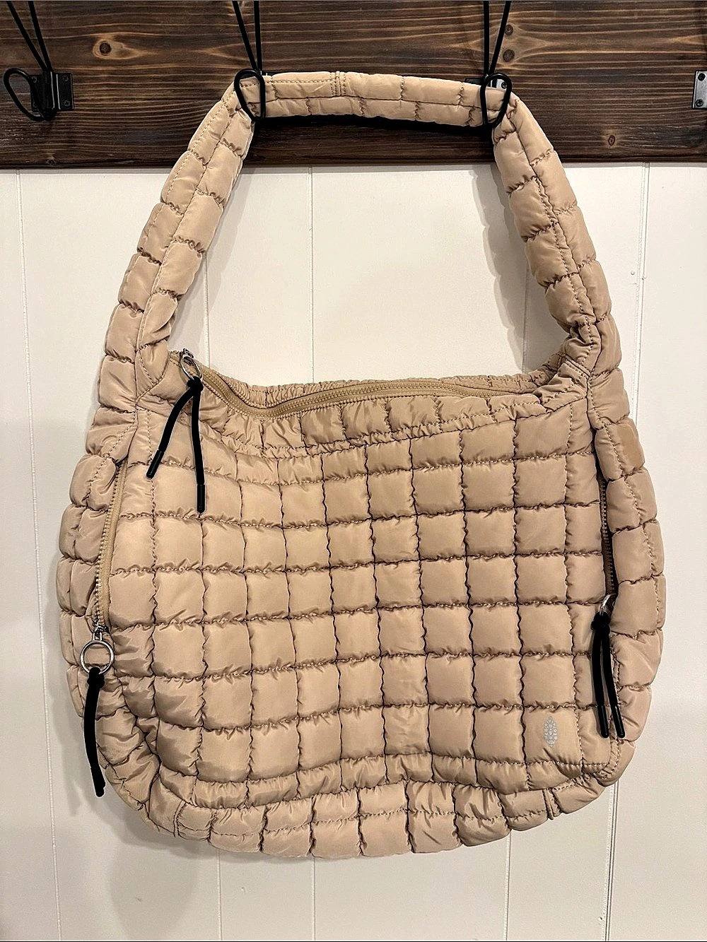 Free People Quilted Carryall Quilted Shoulder Bag in Beige